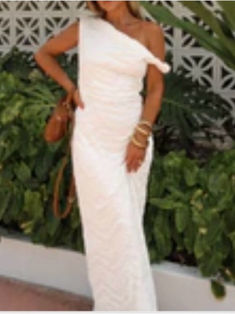 NEW! One Shoulder Textured White Maxi Dress Size Medium